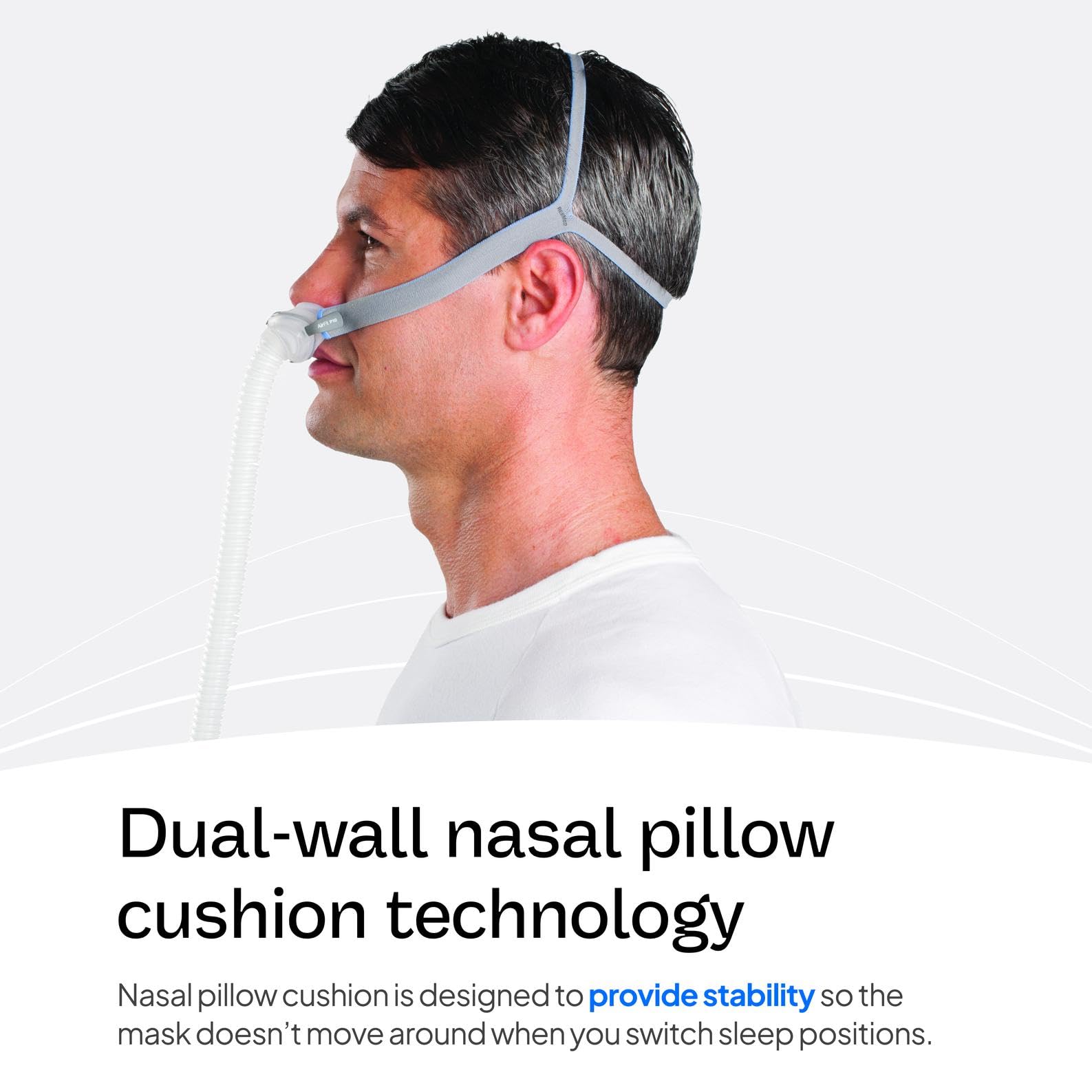 ResMed AirFit P10 almohadilla nasal detalle de silicona suave para mayor confort