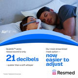 ResMed AirFit P10 recambio fácil de instalar para noches sin interrupciones.