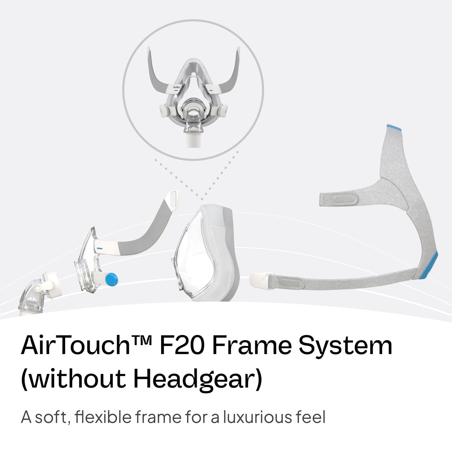 ResMed AirTouch F20 codo-liberacion-rapida: desconexión rápida sin quitar máscara.