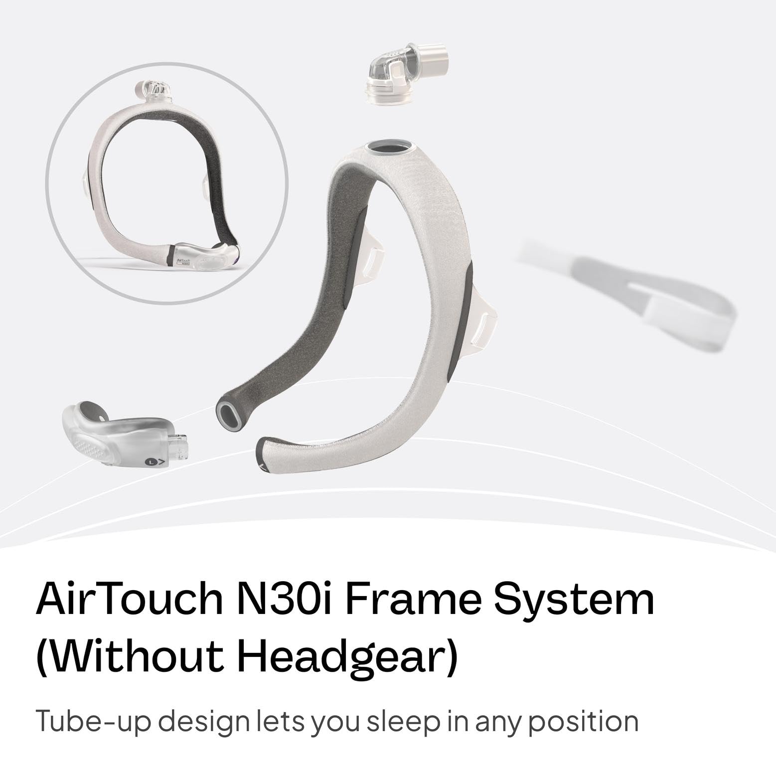 ResMed AirTouch N30i: ajuste del marco envuelto en tela para mayor comodidad.