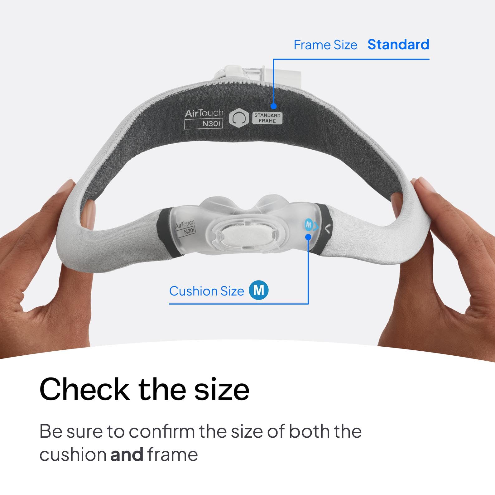 ResMed AirTouch N30i: almohadilla nasal ComfiSoft para un sellado suave.