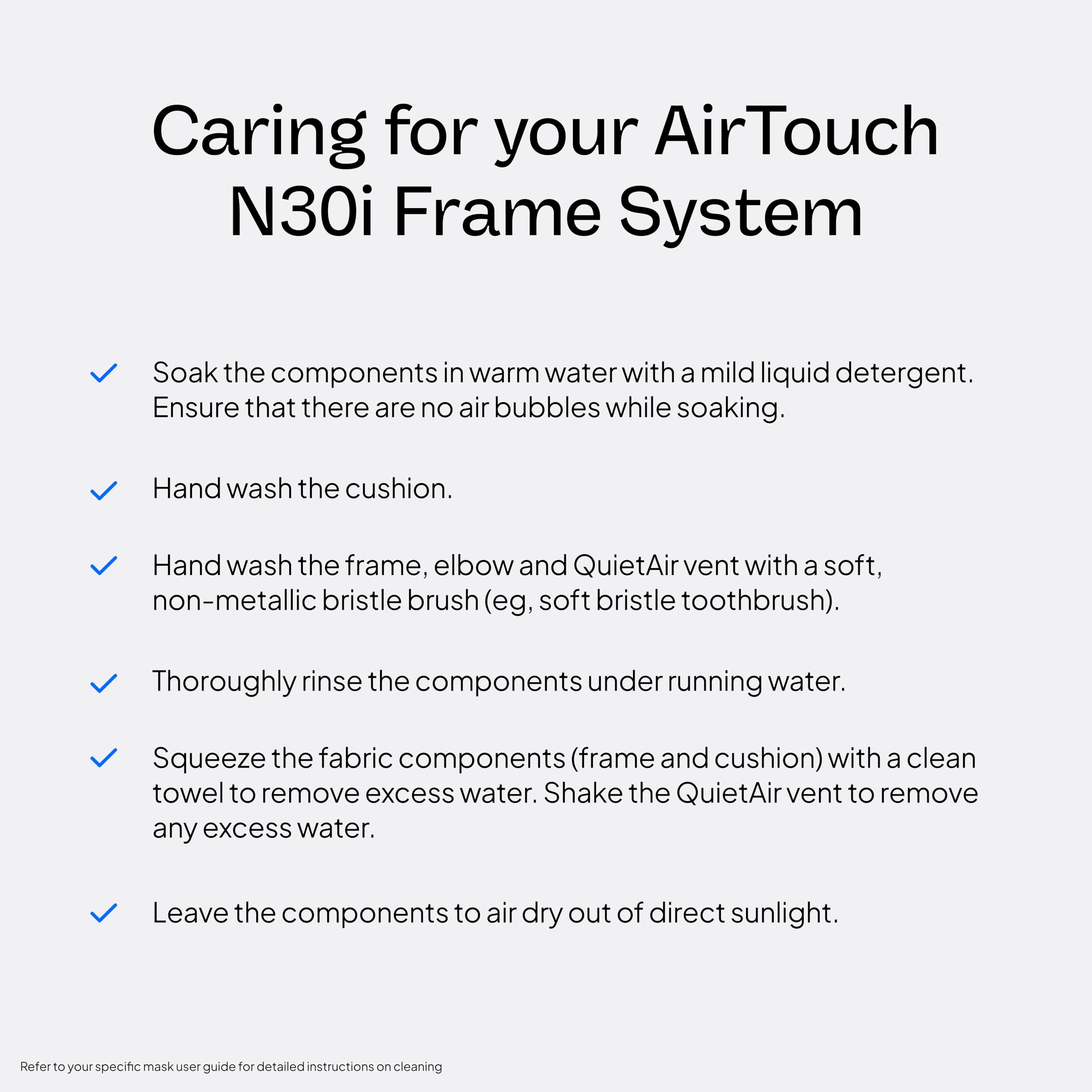 ResMed AirTouch N30i, codo de liberación rápida para desconectar la manguera con facilidad.