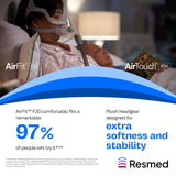 ResMed: compatible con AirFit F20 y AirTouch F20 para flexibilidad.