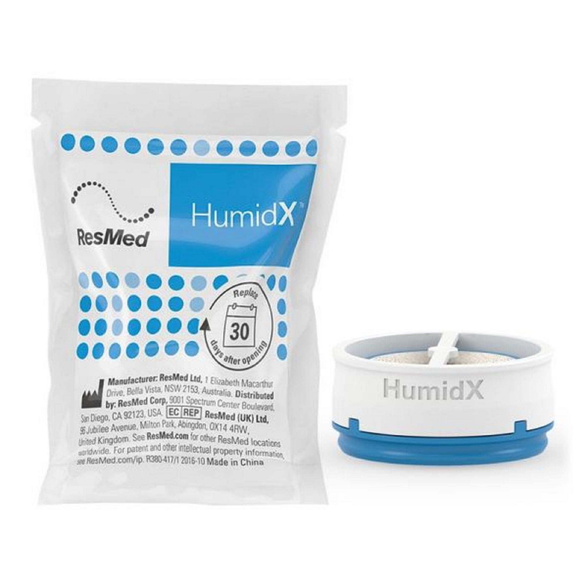 ResMed HUMIDX 3Pack estandar, detalle del tamaño, compatibilidad con AirMini.