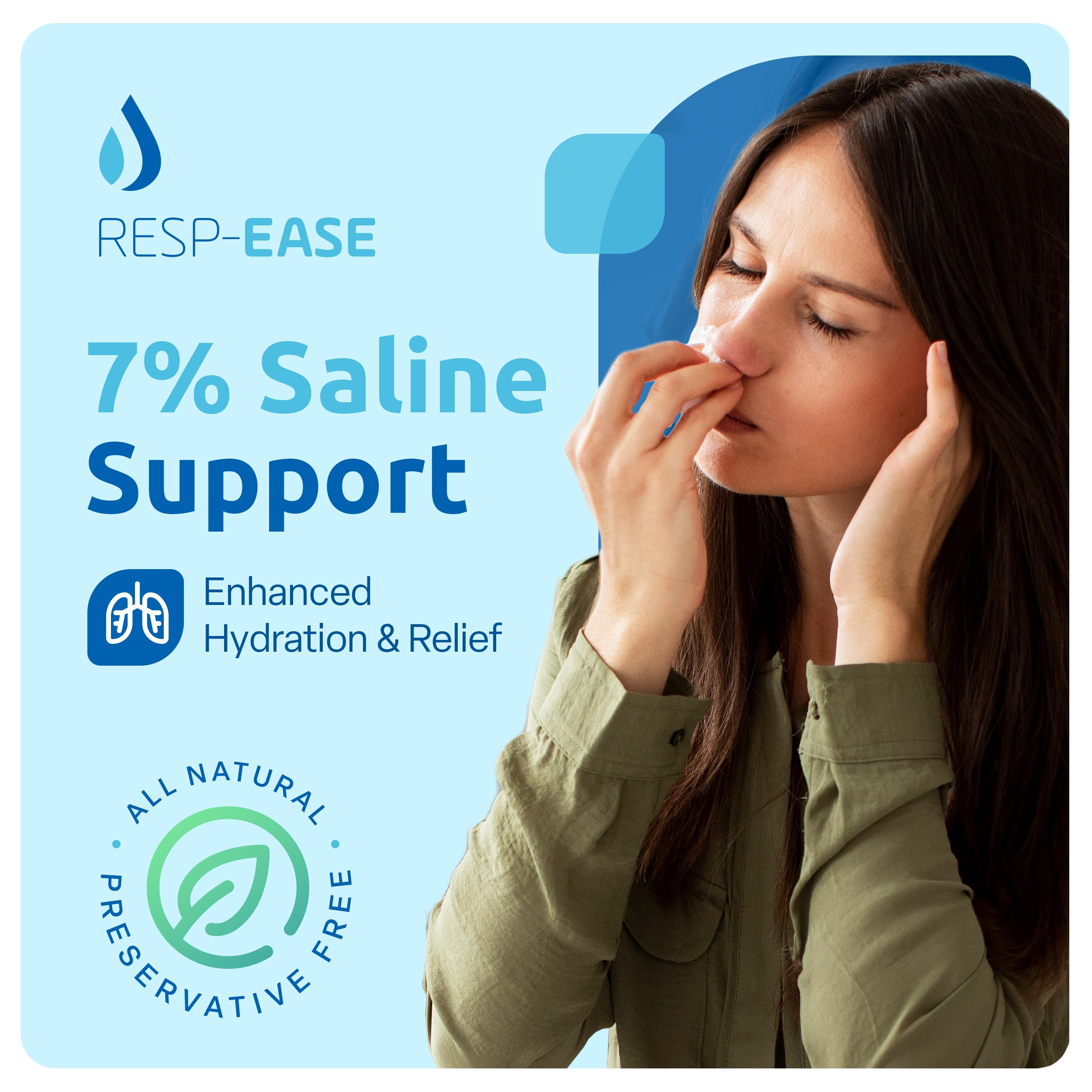 Resp-Ease envase de 60 viales, práctico para casa y viaje.