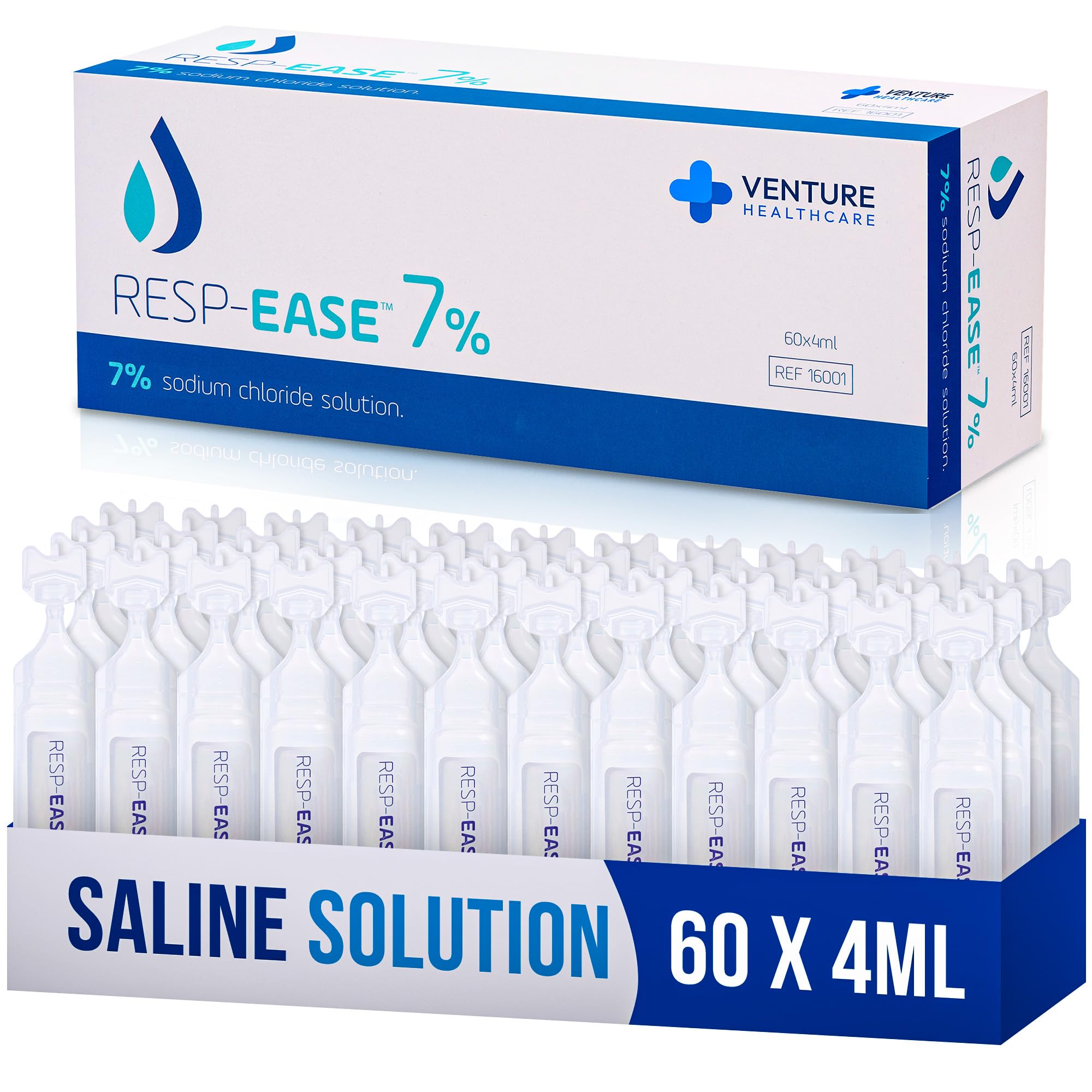 Resp-Ease solución salina 7% para nariz y ojos, limpieza suave diaria.