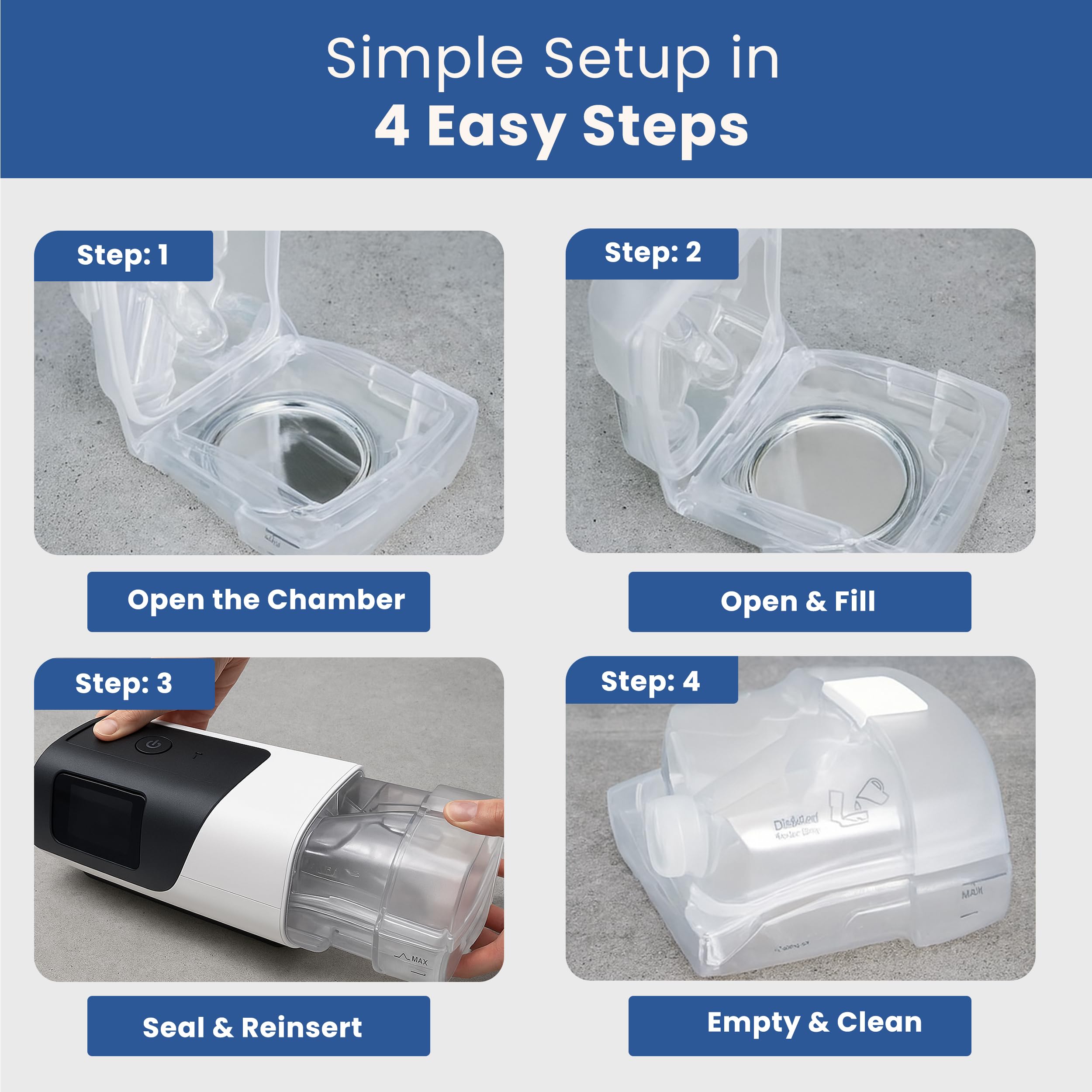 RespiraX AirSense11: cámara de agua para fácil desmontaje