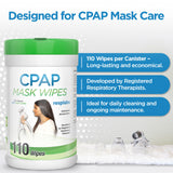 RespLabs CPAP wipes sección de secado y limpieza, sin residuos