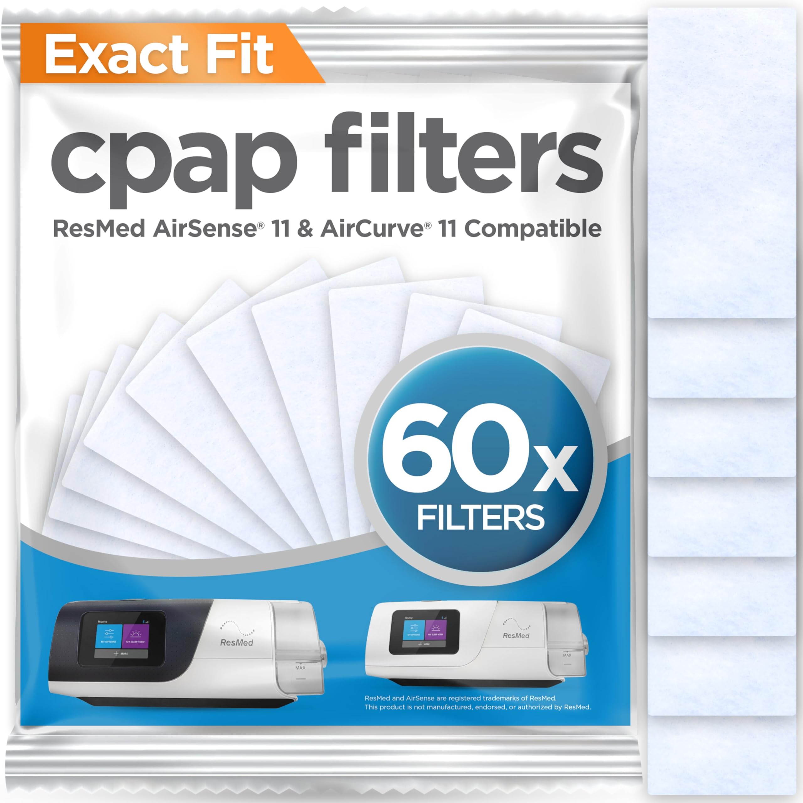 RespLabs filtro CPAP AirSense 11 en trasero para filtración eficiente.