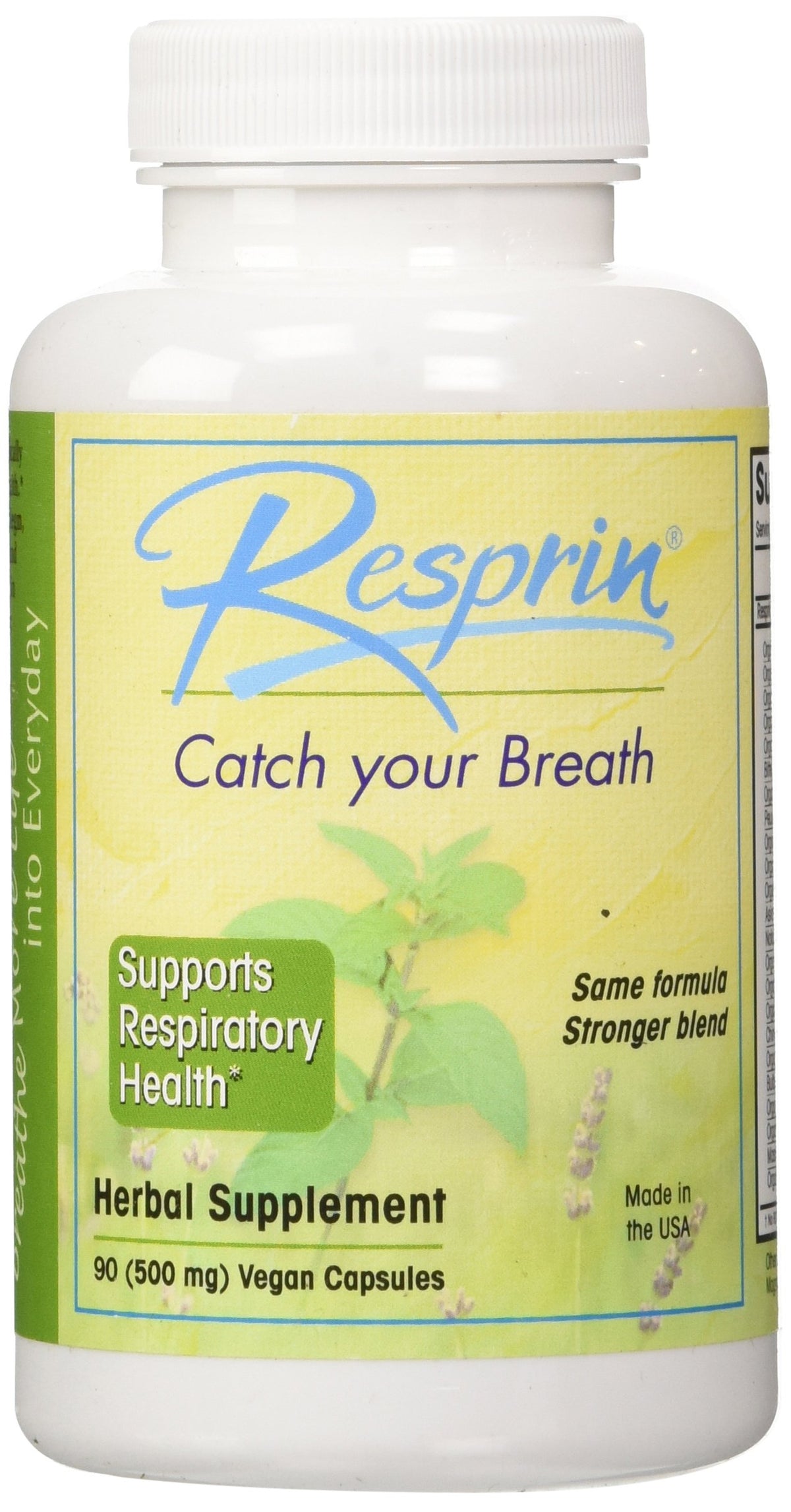 Resprin Respirin: botella con etiqueta para apoyar la respiración de forma natural