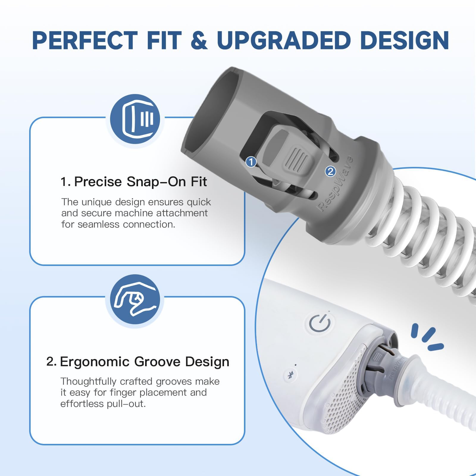 RespWave diseño compacto: ideal para viaje y almacenamiento sencillo.