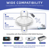 Filtros RespWave compatibles con tubos CPAP de 22 a 25 mm.