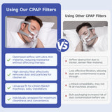 Filtro RespWave CPAP empaquetado individualmente para higiene.