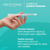 Restore Can Help: rango de dosis de 0,5 a 4 gramos para precisión.