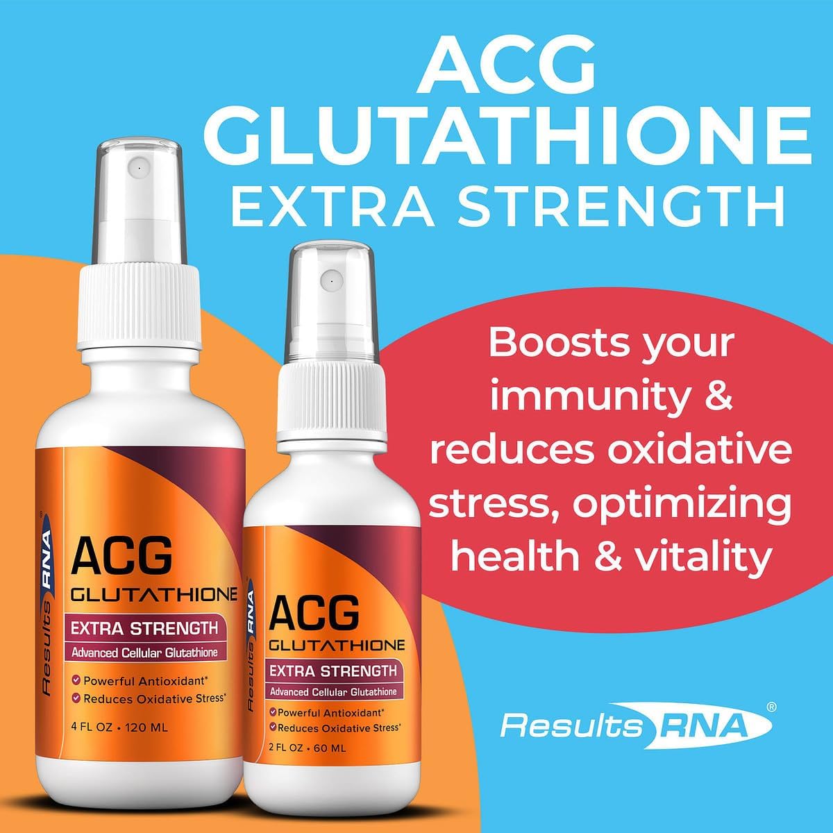 Results RNA: etiqueta clara que resalta ingredientes y beneficios clave.