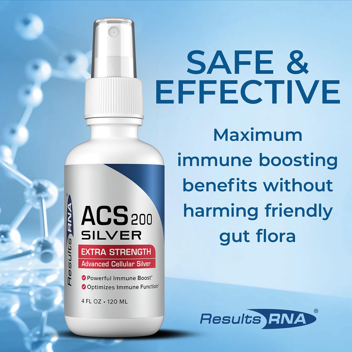 Results RNA ACS 200 Silver: mano sosteniendo la botella para uso doméstico