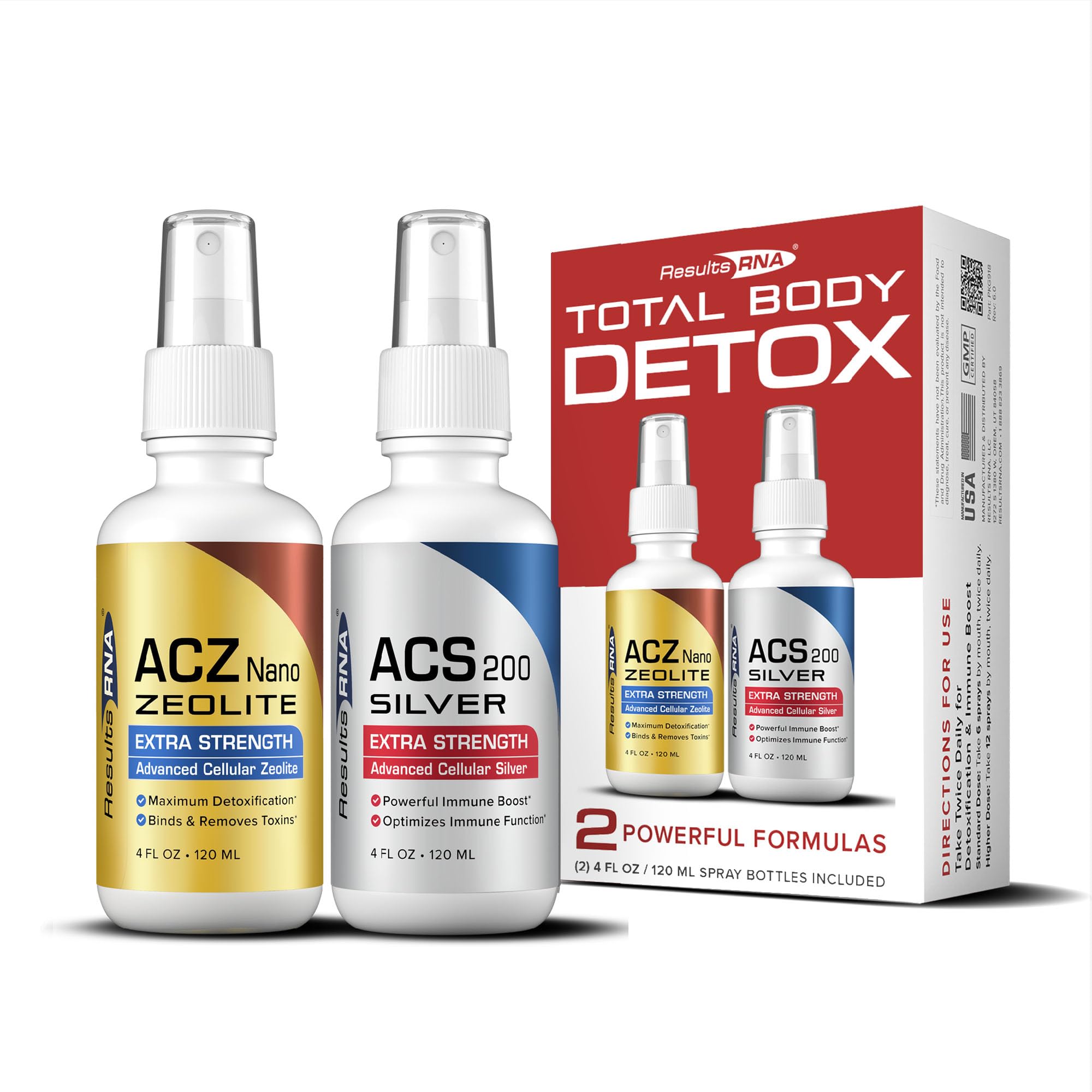 Resultados RNA Detox Total Cuerpo ACS200 plata en botella para apoyo inmunitario.