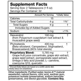 Etiqueta de Resvinatrol Complete mostrando resveratrol y fitoesteroles para el corazón.