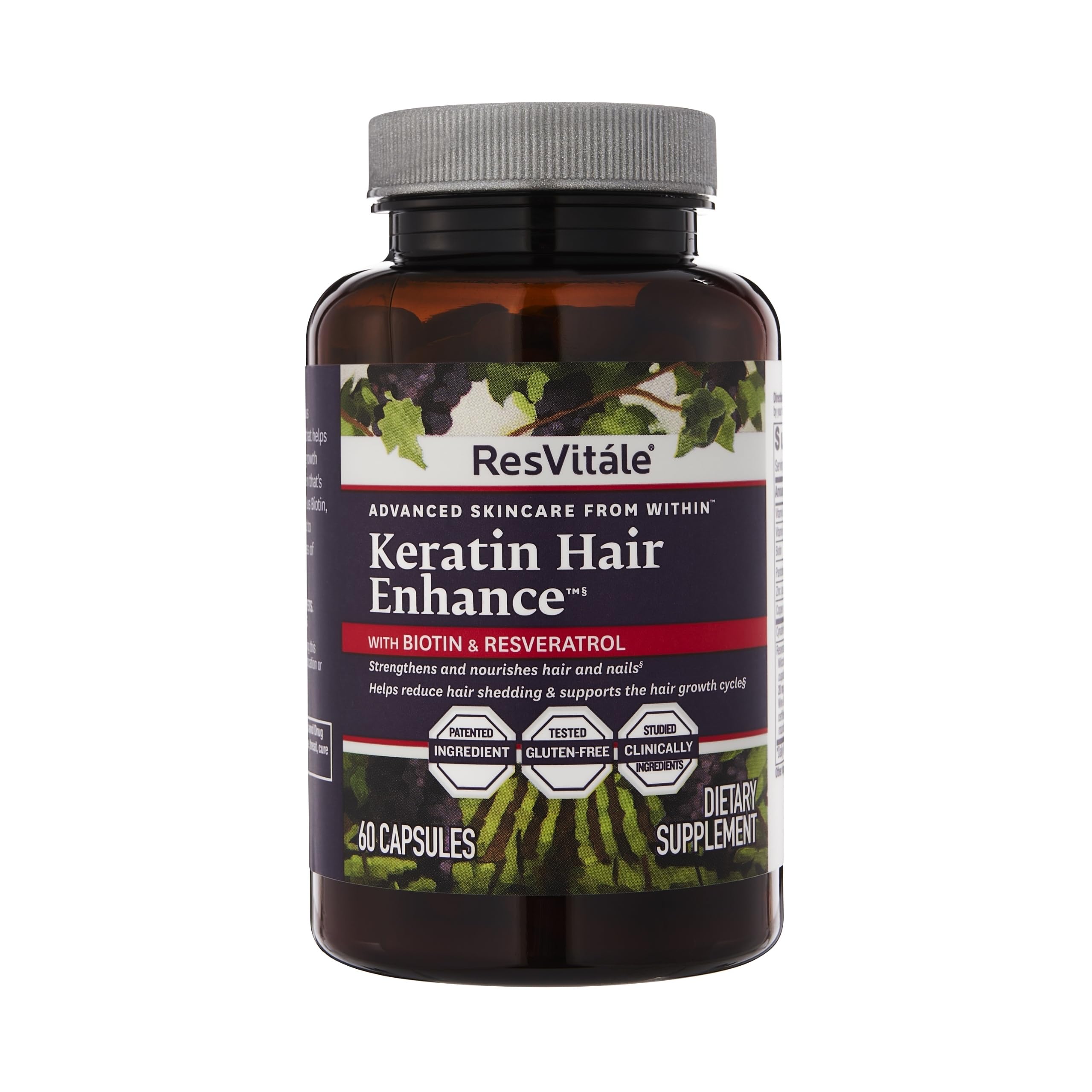 ResVitale Keratin Hair Enhance botella cápsulas para crecimiento capilar