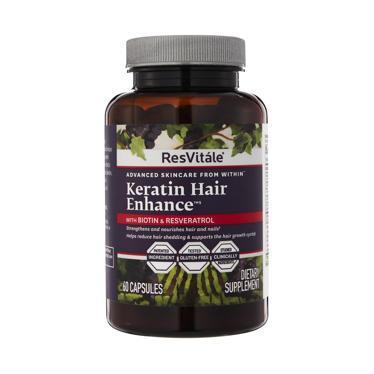 ResVitale Keratin Hair Enhance botella cápsulas para crecimiento capilar