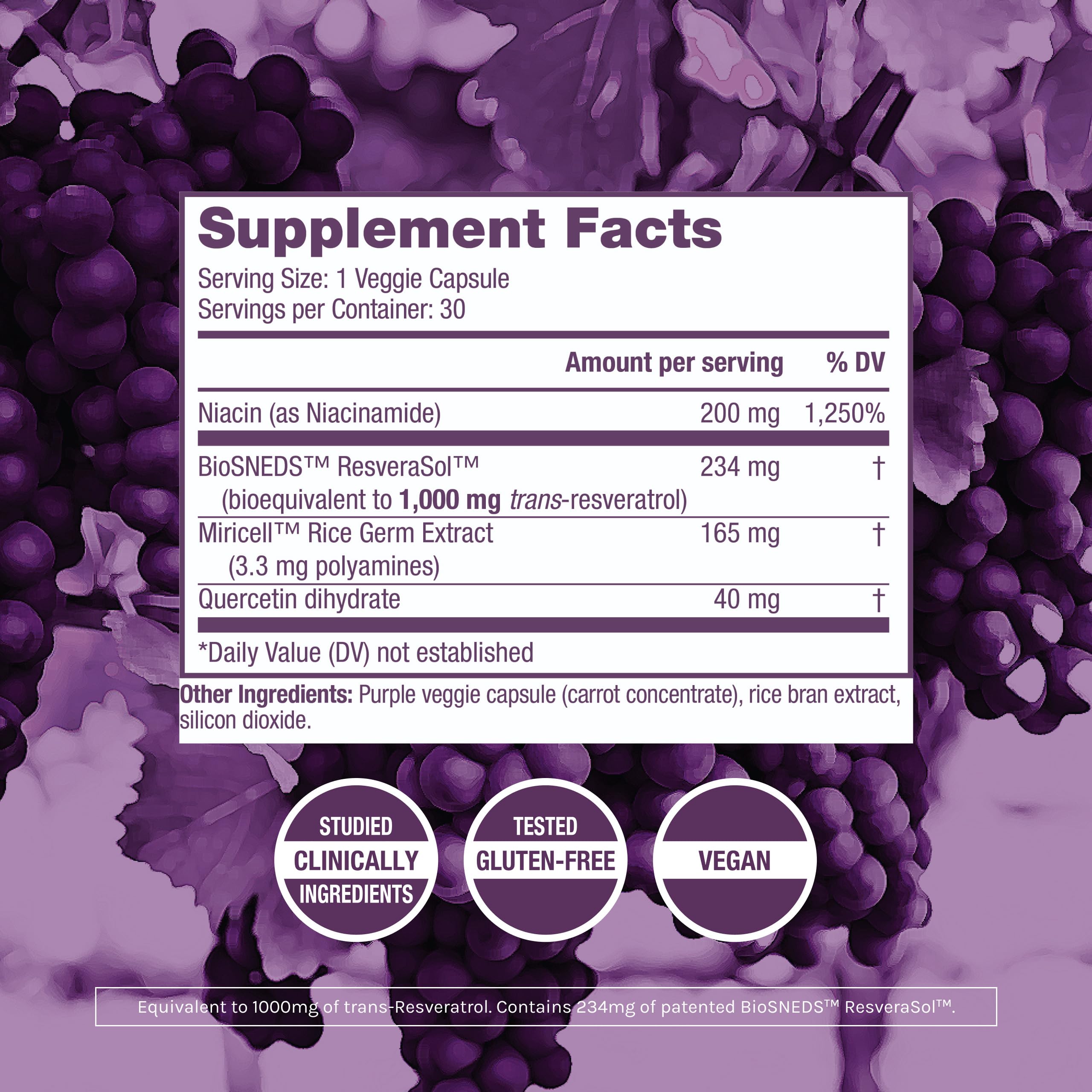 Botella de ResVitale resveratrol nad miricell: formato vegano para tu rutina