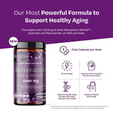Etiqueta de ResVitale resveratrol nad miricell con ingredientes clave