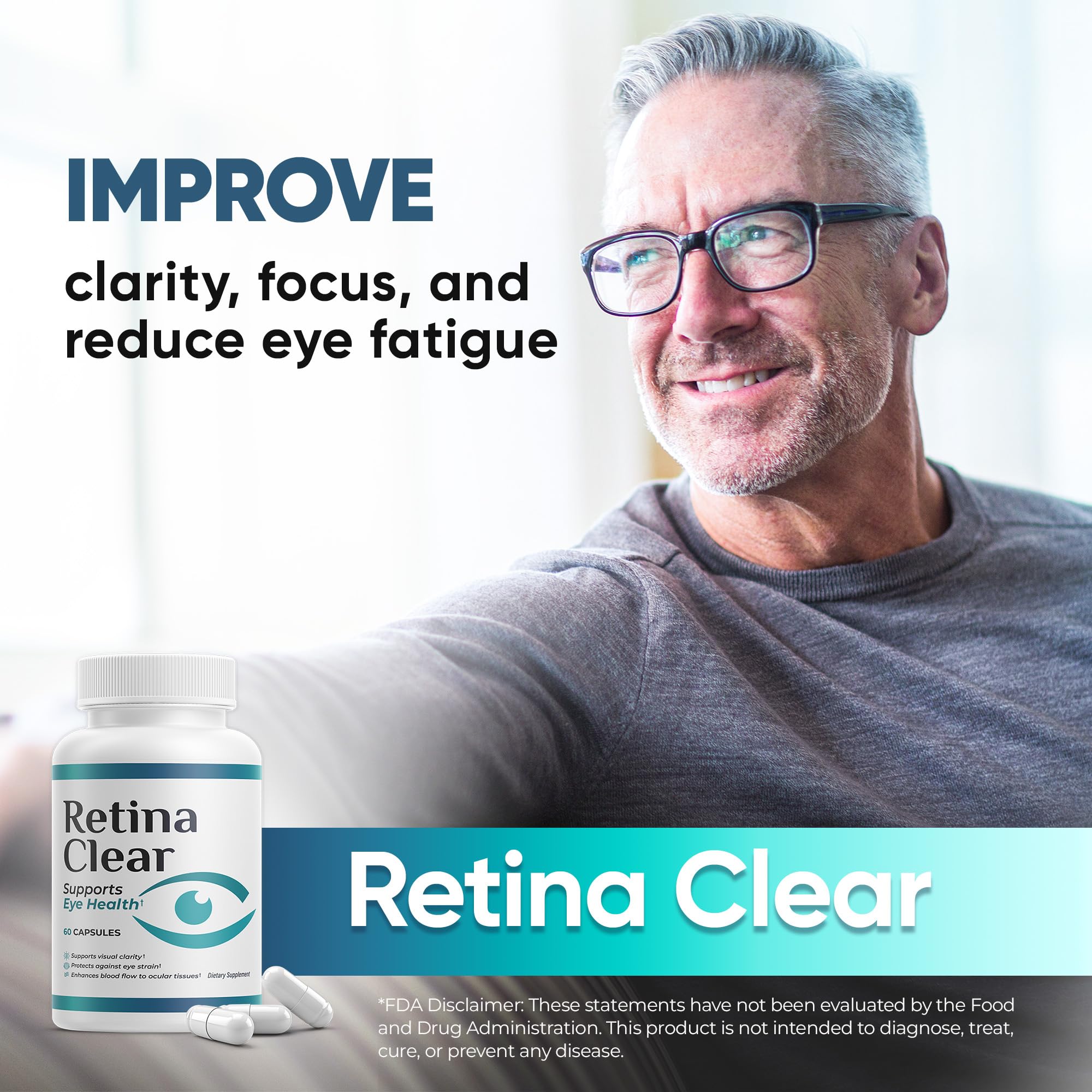 Retina Clear: frasco con ingredientes clave para mayor claridad visual