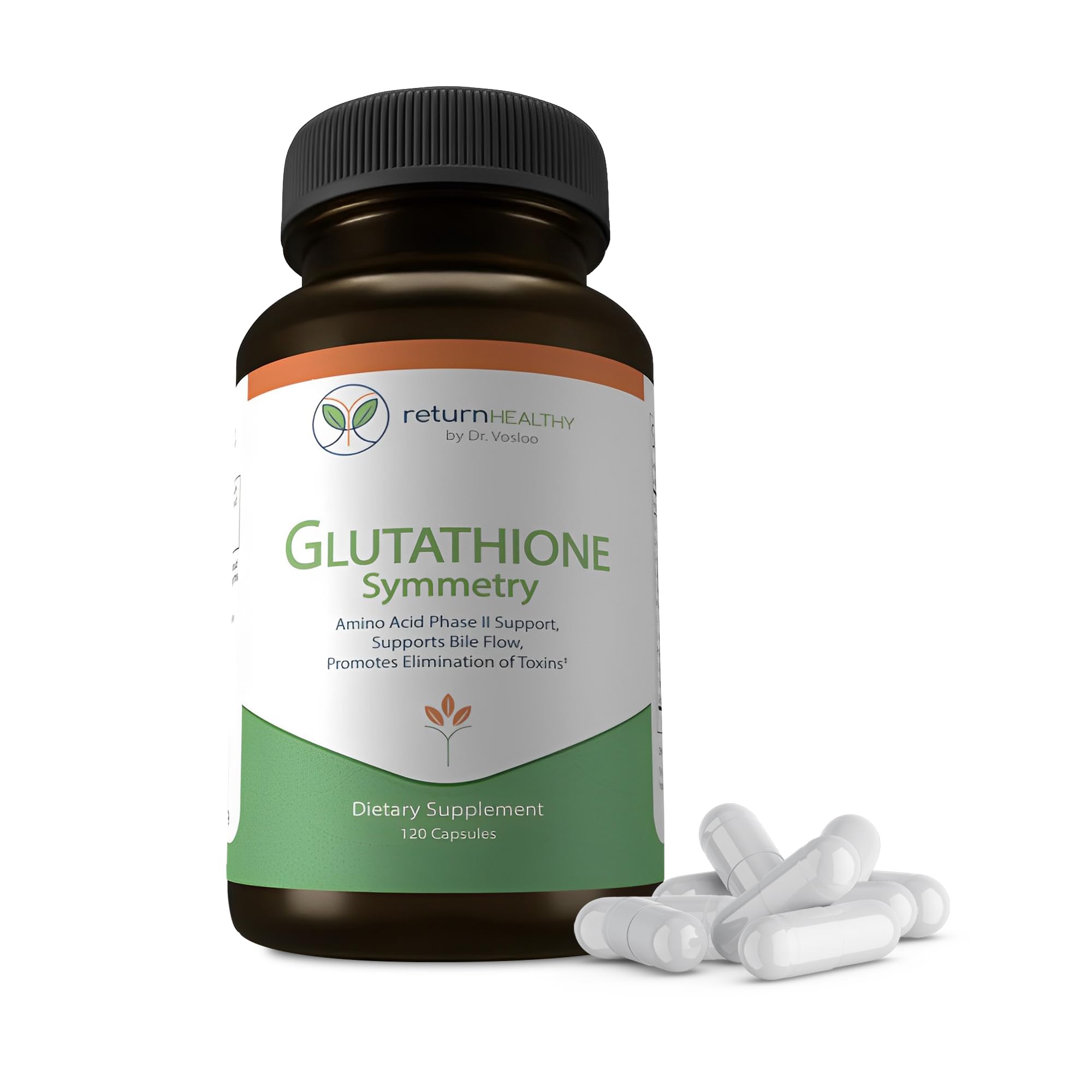 Return Healthy Glutathione Symmetry: cápsulas para apoyo antioxidante diario.