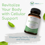 Return Healthy Glutathione Symmetry: etiqueta clara para desintoxicación suave.
