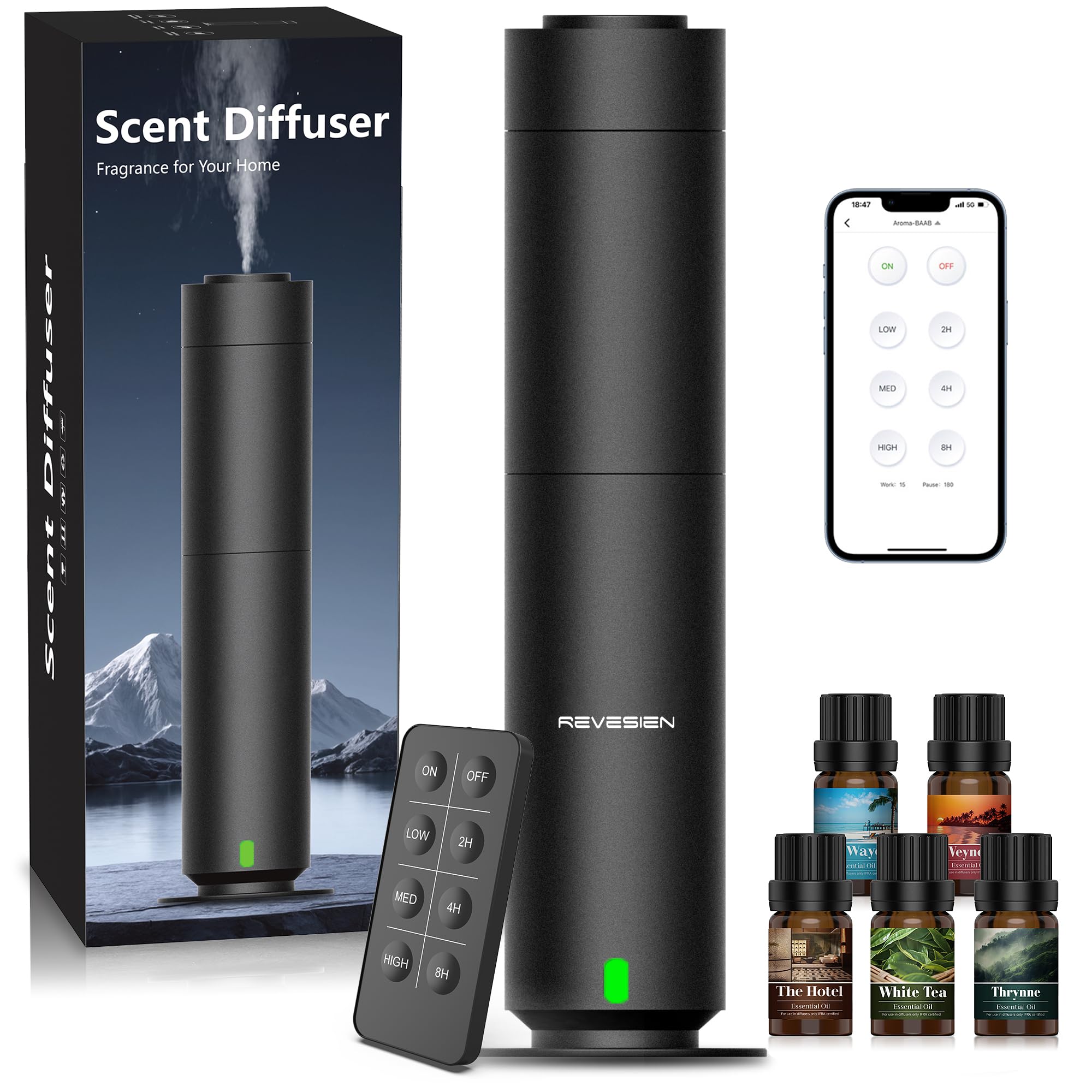 Difusor sin agua de Revesien con kit de aceites: aroma envolvente en casa.