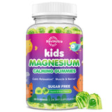 Gominolas de magnesio ReviNutra rellenas para niños, sabor manzana-kiwi, fácil de masticar.