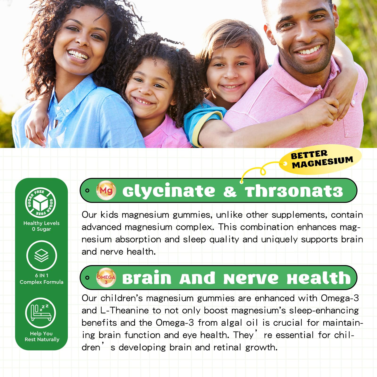 Detalle de omega-3 y vitaminas D3/B6 en las gomitas para cerebro y salud.