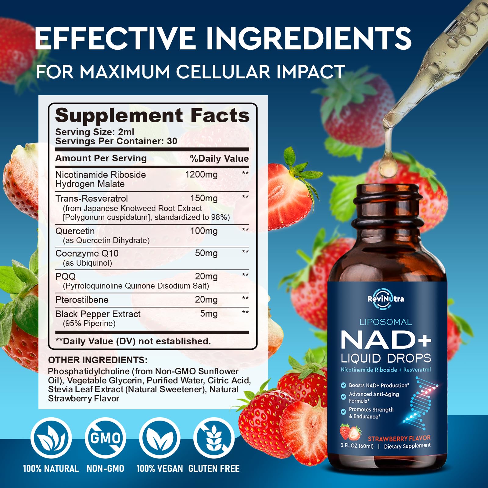 ReviNutra NAD liposomico rutina matutina para energía estable.