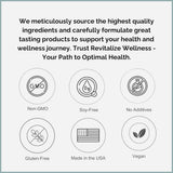 Revitalize Wellness Vitamina B3 gomitas, etiqueta clara con información de ingredientes.