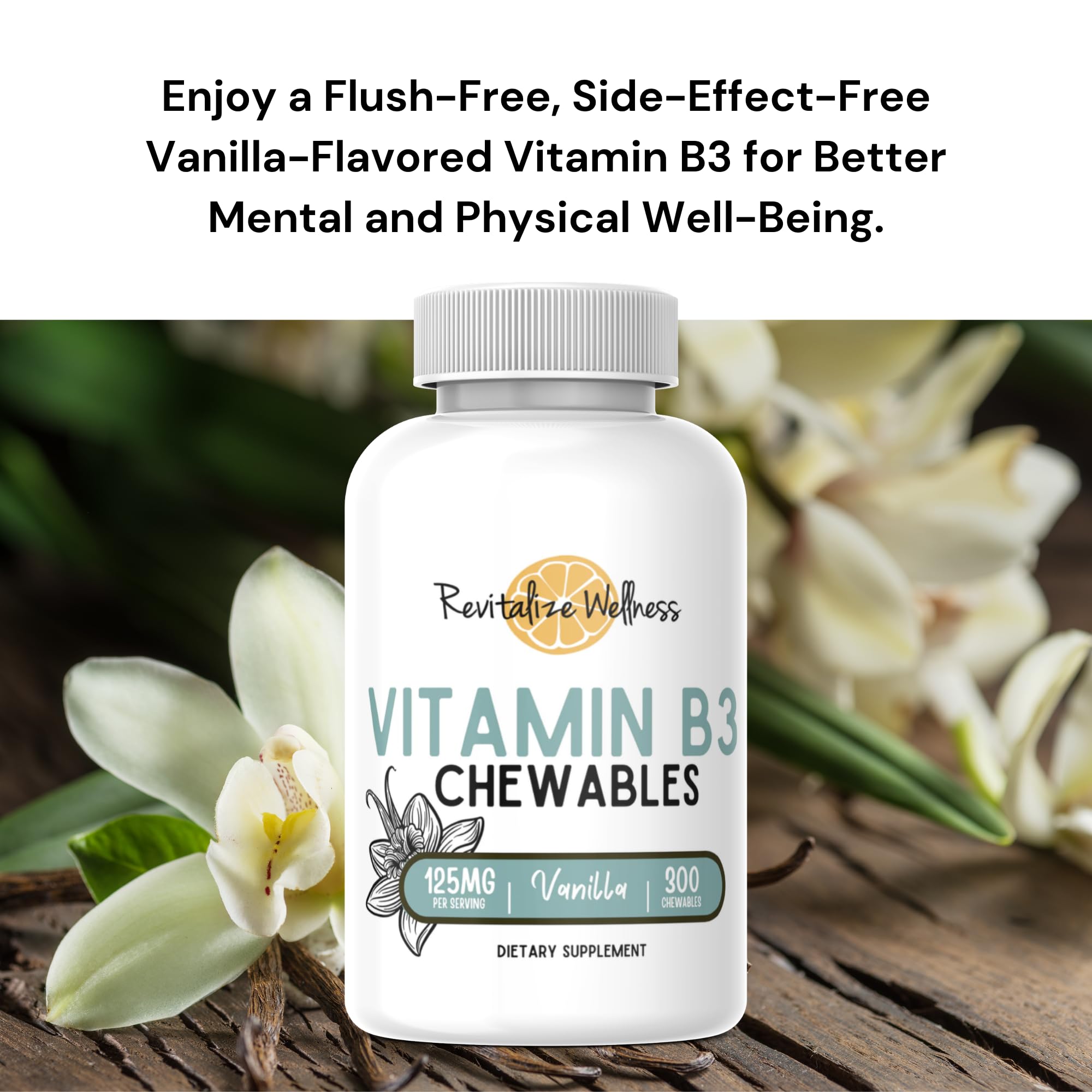 Revitalize Wellness Vitamina B3 gomitas, porción diaria práctica para la rutina.