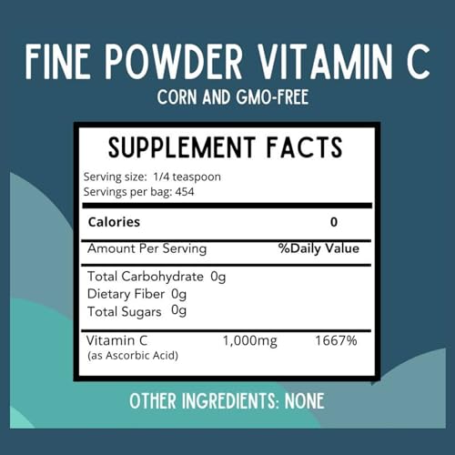 Revitalize Wellness vitamina C ascorbico 1000 mg, porción diaria.
