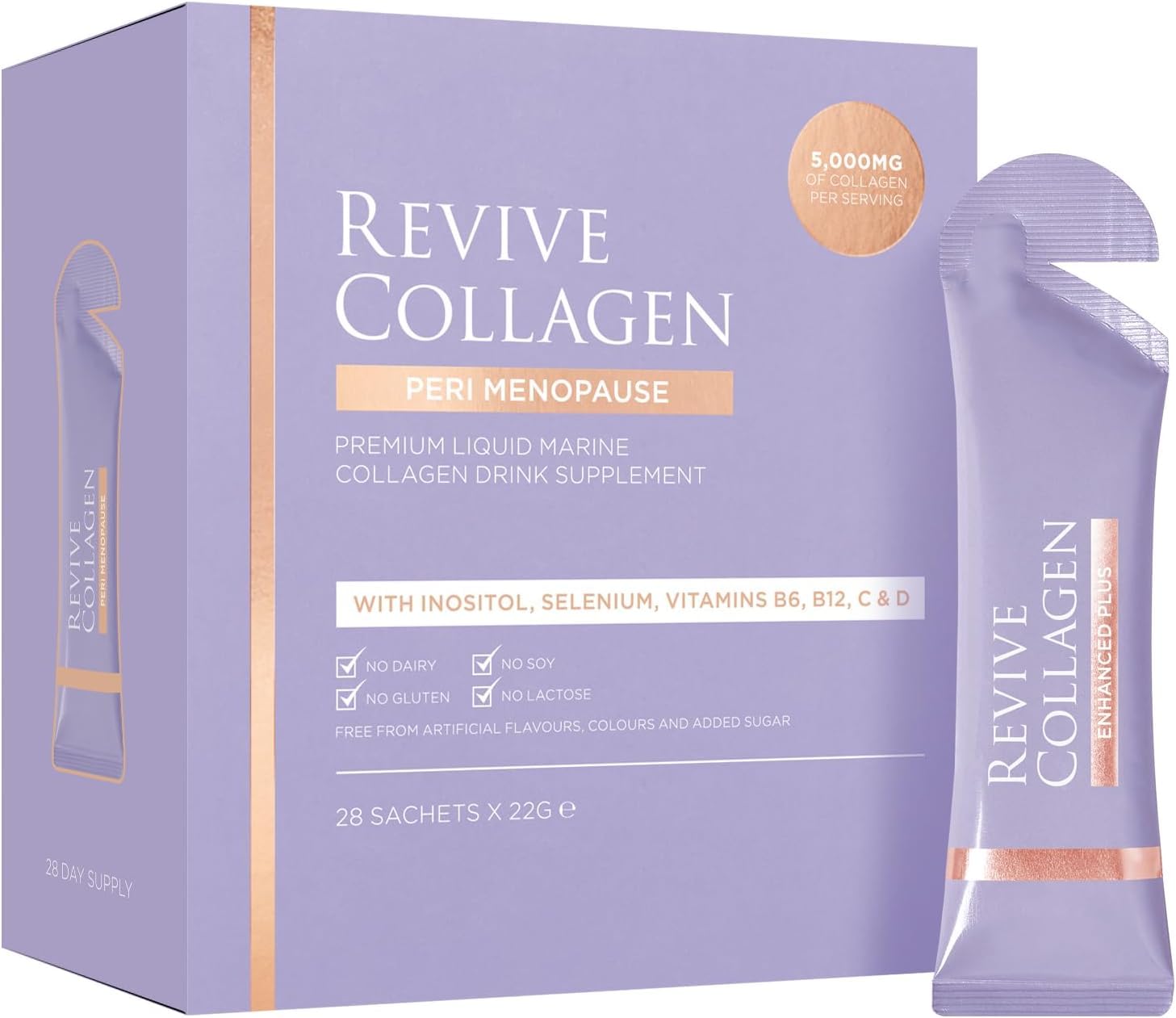 Revive Collagen Perimenopausia botella: apoyo a la salud de la piel.