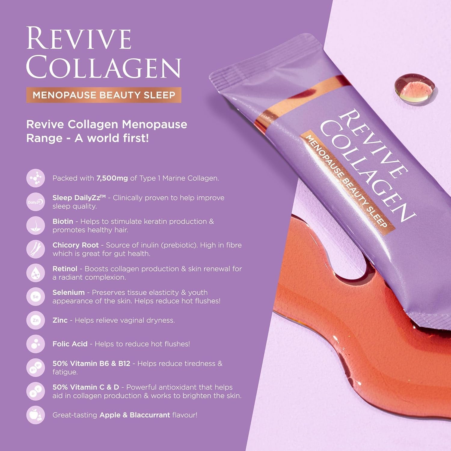 Revive Collagen sofocos-fatiga: ayuda a mantener energía diaria.
