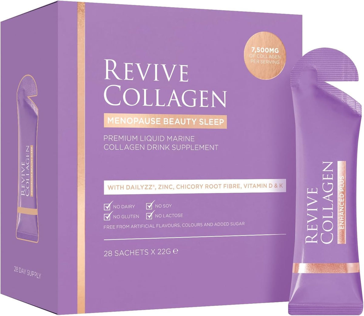 Revive Collagen sueno-bote: bebida que apoya un descanso reparador.
