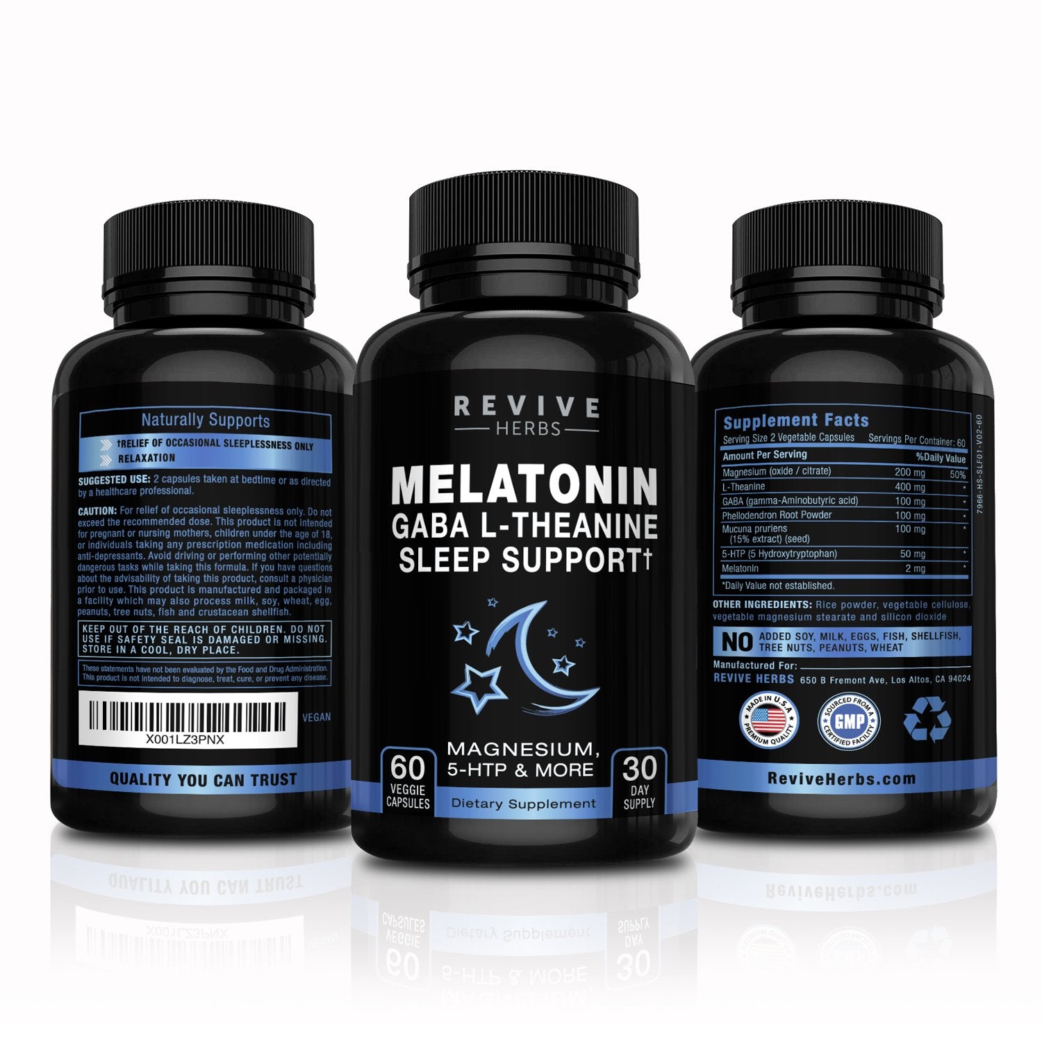 Revive Herbs Melatonina-GABA-L-Teanina: caja atractiva para una compra conveniente.