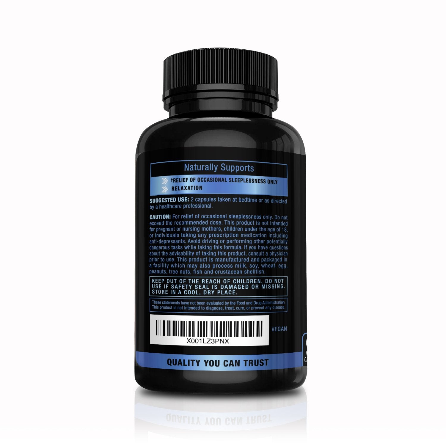 Revive Herbs Melatonina-GABA-L-Teanina: etiqueta clara para identificar uso suave en la noche.