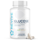 Revive MD Apoyo de Glucosa: botella visible, apoyo a la salud metabólica con ingredientes naturales.