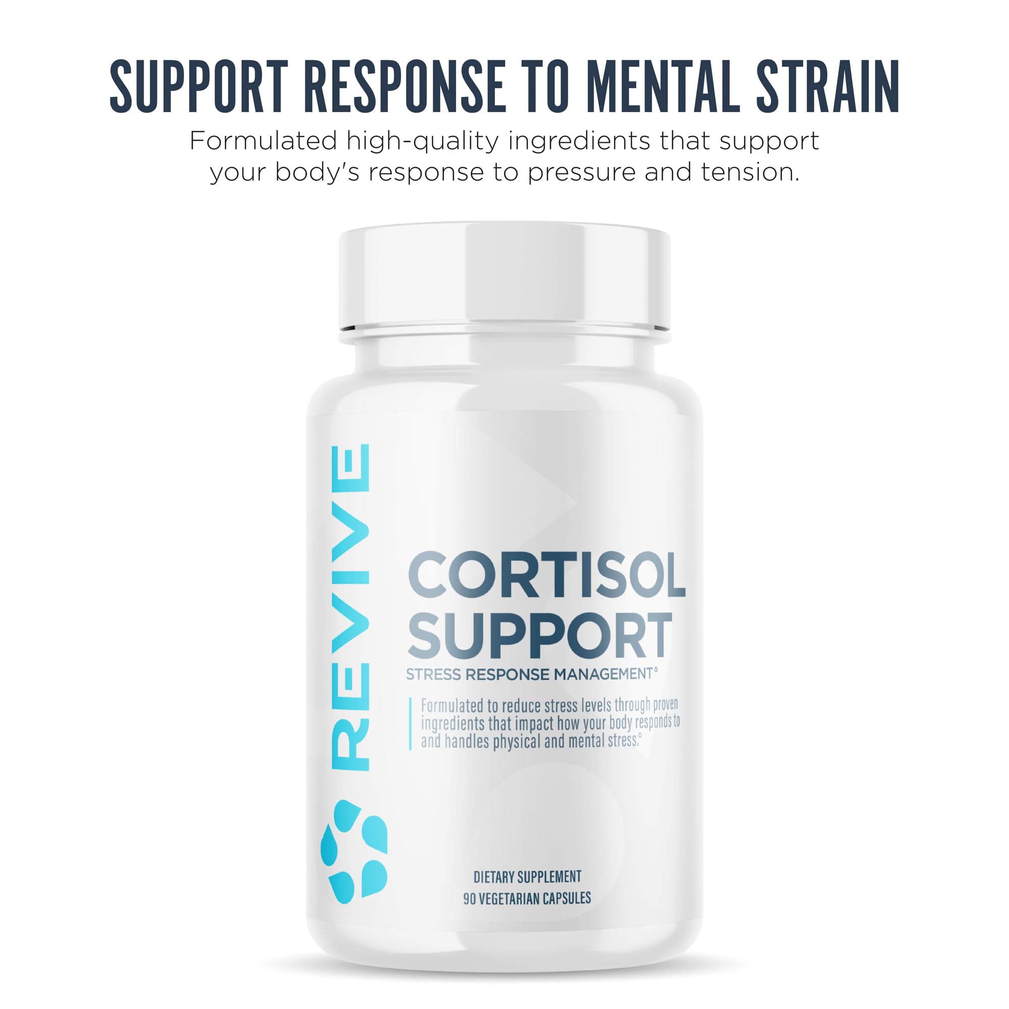 Revive MD Cortisol Manager, etiqueta del producto con ingredientes clave.