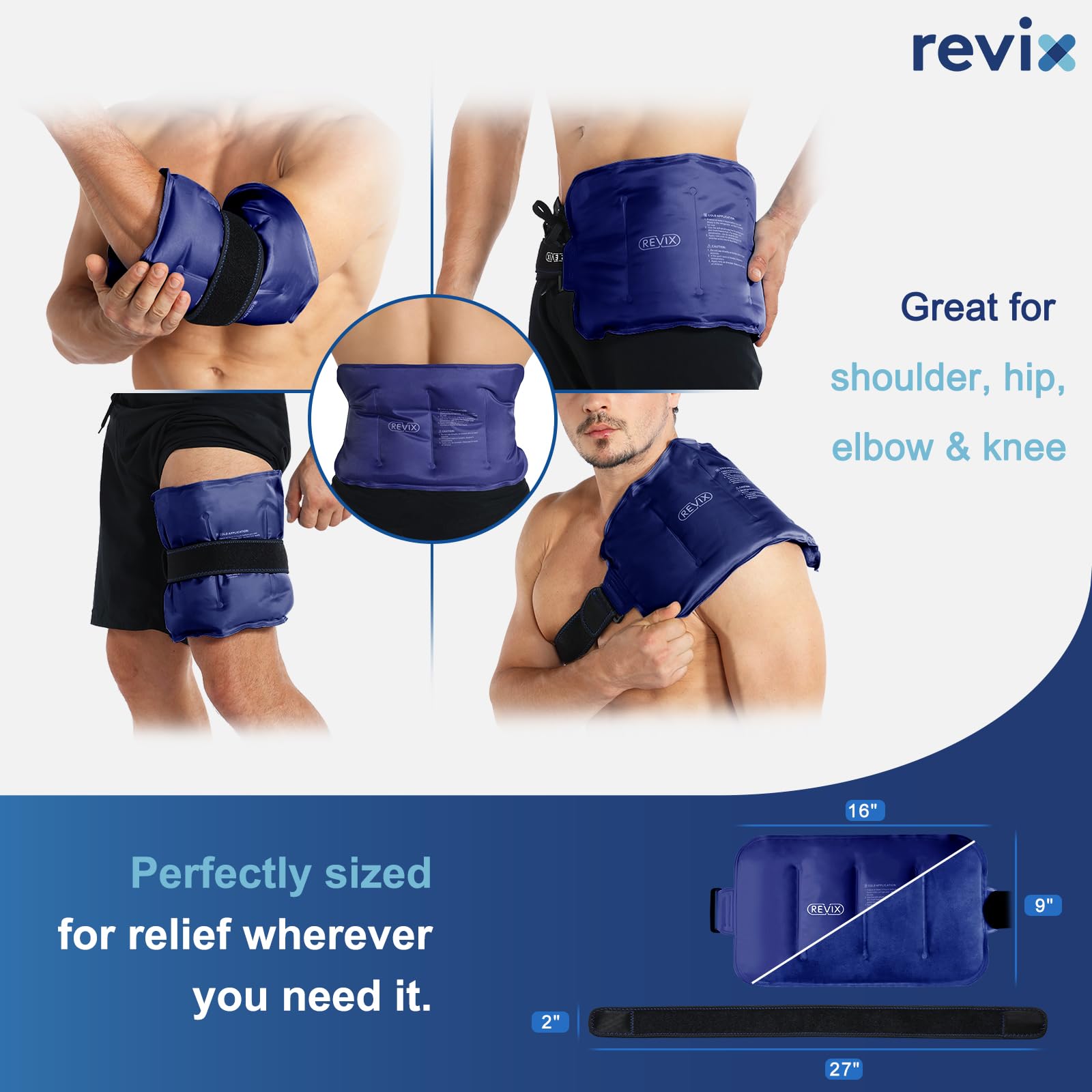 REVIX bolsa de hielo para pantorrilla, ayuda a reducir molestias después del ejercicio.