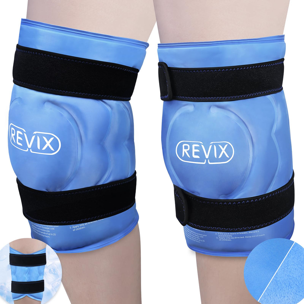 REVIX bolsa de hielo XXL cubre toda la rodilla para alivio localizado.