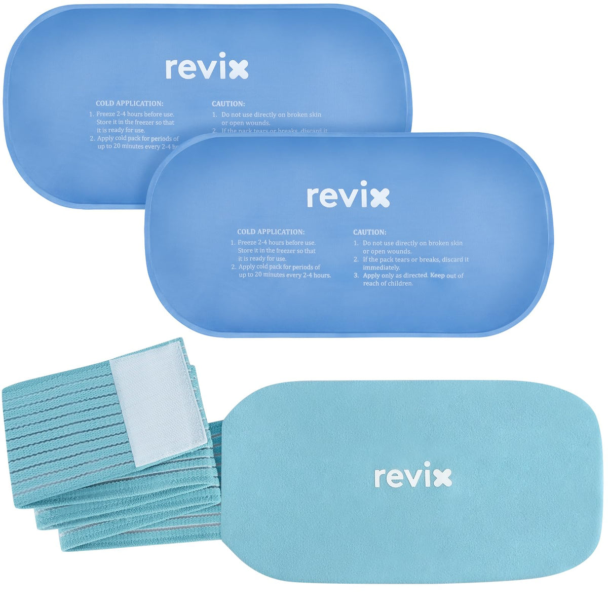 REVIX bolsas hielo dobles ajustables 10x5 para alivio rapido.