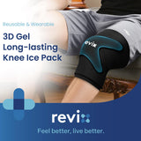 REVIX cobertura 360° para rodilla, enfriamiento uniforme sin ajustes.