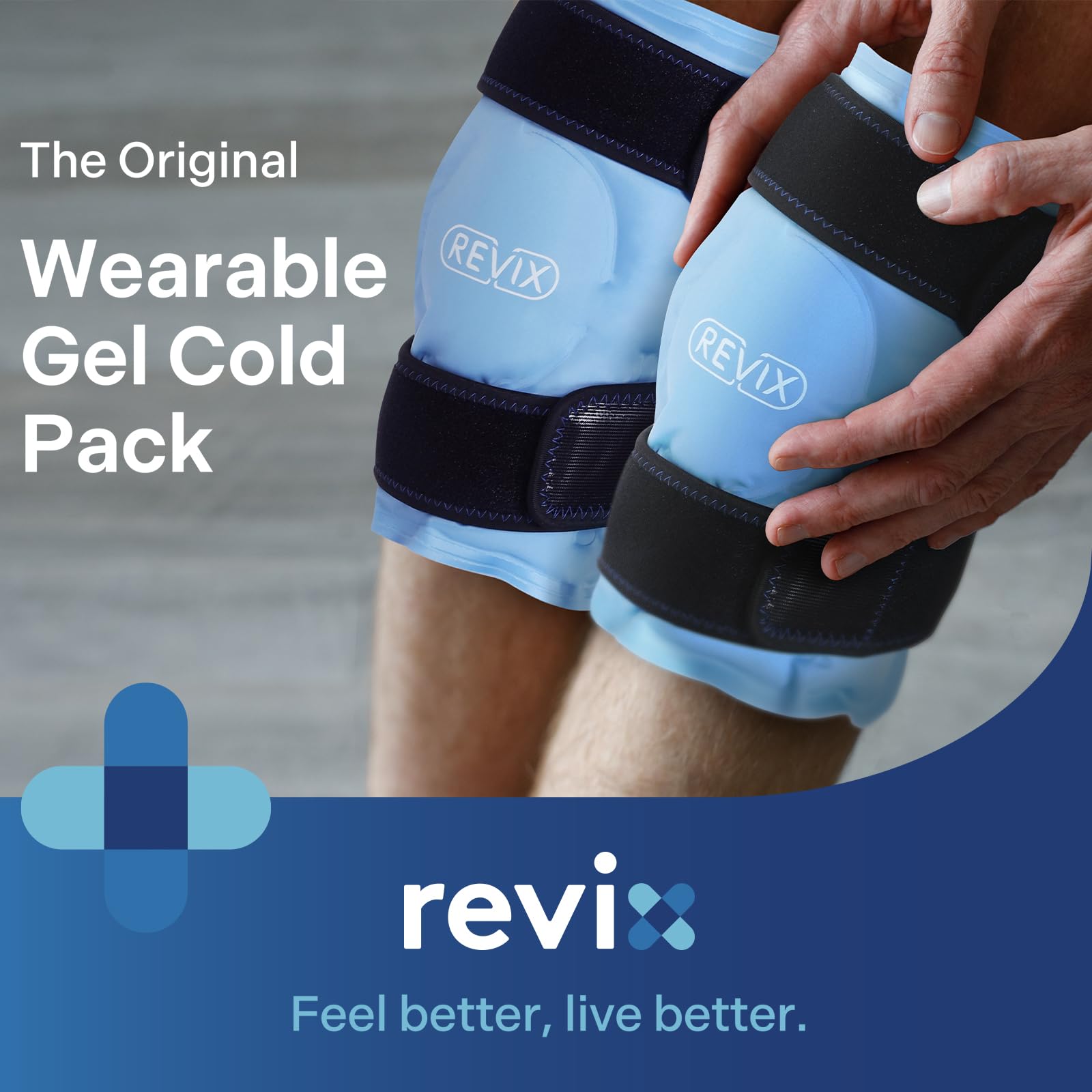 REVIX compresas para rodilla con correas ajustables permiten aplicar frío sin manos.