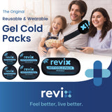 Compresas de gel flexibles REVIX para espalda, alivio suave y recuperación muscular.