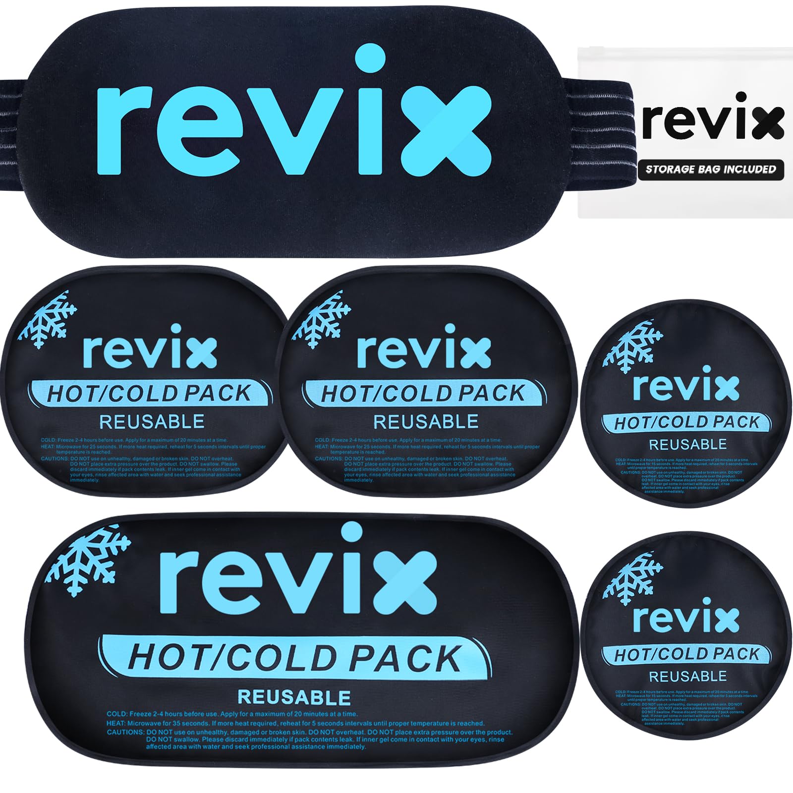 Compresas de gel flexibles REVIX para rodilla grande, alivio localizado y recuperación diaria.
